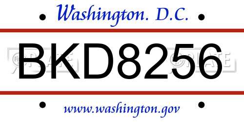 BKD8256 District Of Columbia License Plate