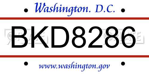 BKD8286 District Of Columbia License Plate