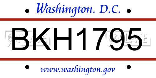 BKH1795 District Of Columbia License Plate