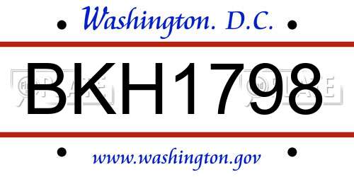 BKH1798 District Of Columbia License Plate