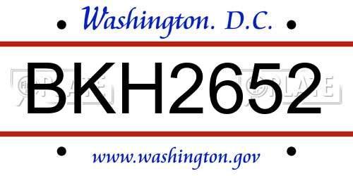 BKH2652 District Of Columbia License Plate