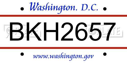BKH2657 District Of Columbia License Plate