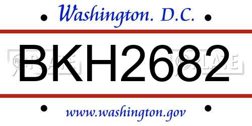 BKH2682 District Of Columbia License Plate