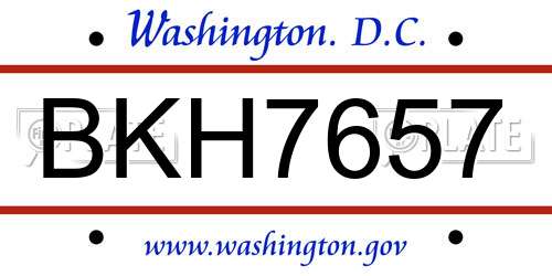 BKH7657 District Of Columbia License Plate