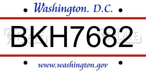 BKH7682 District Of Columbia License Plate