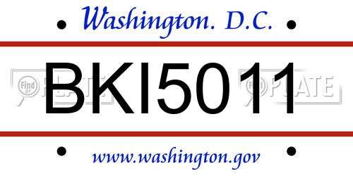BKI5011 District Of Columbia License Plate