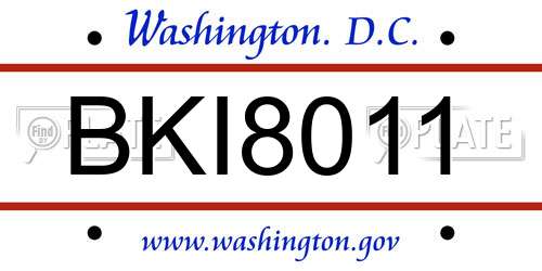 BKI8011 District Of Columbia License Plate