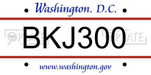 BKJ300 District Of Columbia License Plate