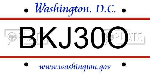 BKJ30O District Of Columbia License Plate