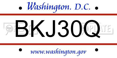 BKJ30Q District Of Columbia License Plate