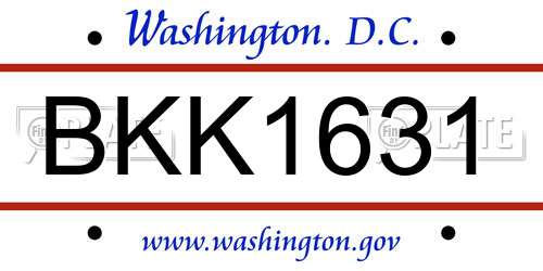 BKK1631 District Of Columbia License Plate