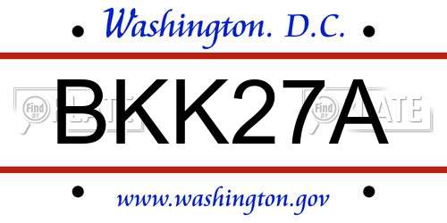 BKK27A District Of Columbia License Plate