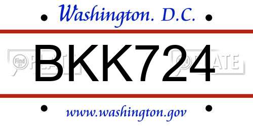 BKK724 District Of Columbia License Plate