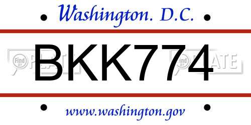 BKK774 District Of Columbia License Plate