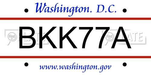 BKK77A District Of Columbia License Plate