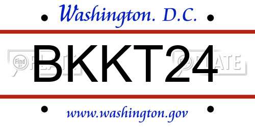 BKKT24 District Of Columbia License Plate