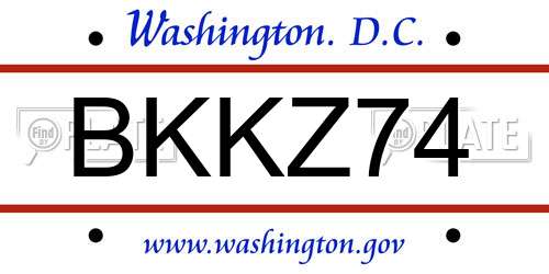 BKKZ74 District Of Columbia License Plate