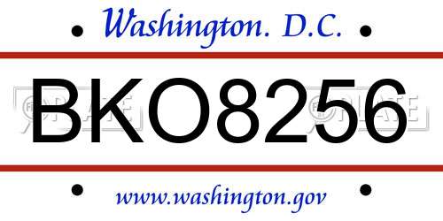 BKO8256 District Of Columbia License Plate