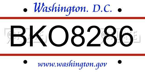 BKO8286 District Of Columbia License Plate