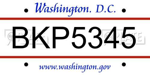 BKP5345 District Of Columbia License Plate