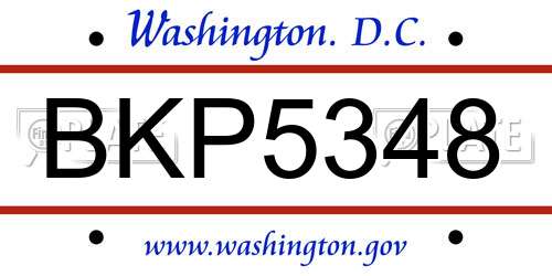 BKP5348 District Of Columbia License Plate