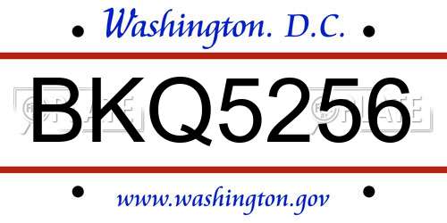 BKQ5256 District Of Columbia License Plate