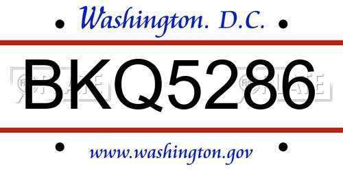 BKQ5286 District Of Columbia License Plate