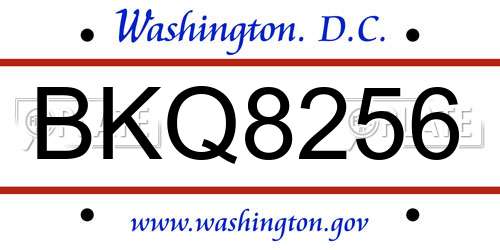 BKQ8256 District Of Columbia License Plate
