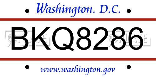 BKQ8286 District Of Columbia License Plate