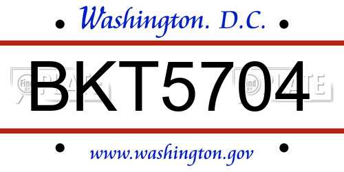BKT5704 District Of Columbia License Plate