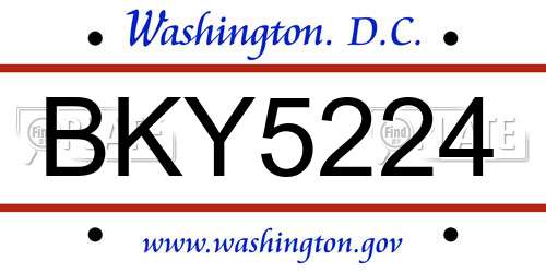 BKY5224 District Of Columbia License Plate