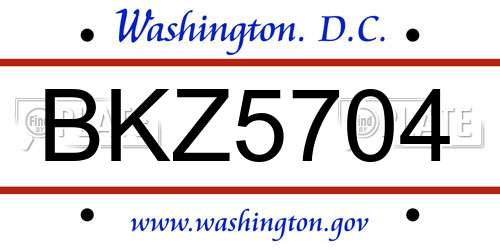 BKZ5704 District Of Columbia License Plate