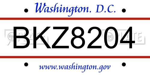 BKZ8204 District Of Columbia License Plate