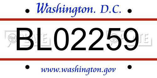 BL02259 District Of Columbia License Plate