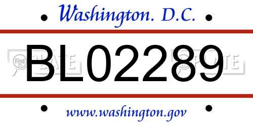 BL02289 District Of Columbia License Plate
