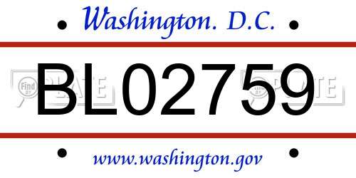 BL02759 District Of Columbia License Plate