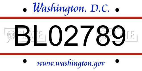 BL02789 District Of Columbia License Plate