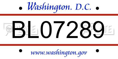 BL07289 District Of Columbia License Plate
