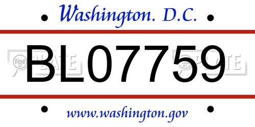 BL07759 District Of Columbia License Plate