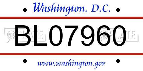 BL07960 District Of Columbia License Plate