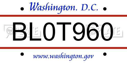 BL0T960 District Of Columbia License Plate