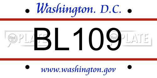 BL109 District Of Columbia License Plate