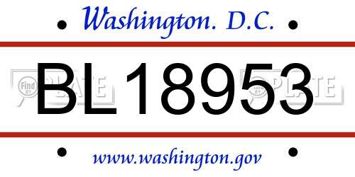 BL18953 District Of Columbia License Plate