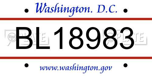 BL18983 District Of Columbia License Plate