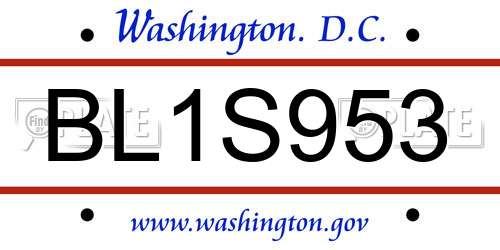 BL1S953 District Of Columbia License Plate