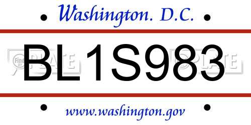 BL1S983 District Of Columbia License Plate