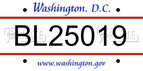 BL25019 District Of Columbia License Plate