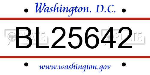 BL25642 District Of Columbia License Plate