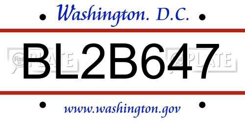 BL2B647 District Of Columbia License Plate