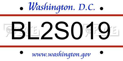 BL2S019 District Of Columbia License Plate